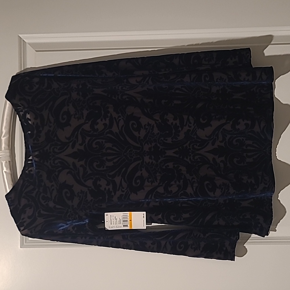 Karen Kane Navy Blue velvet slit top - Picture 6 of 6